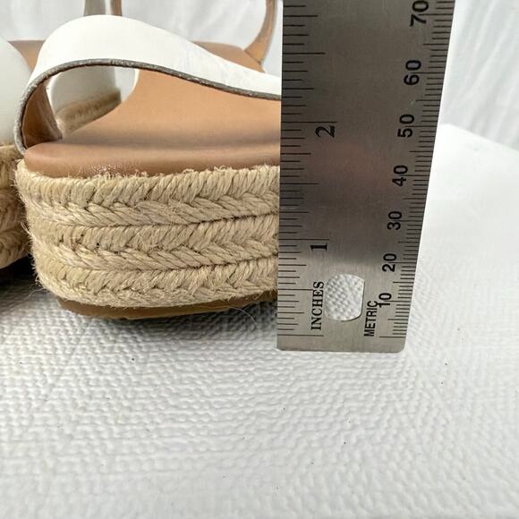 Sorel Cameron Flatform Sandals Womens 9.5 Slingback Espadrille White Leather - Picture 4 of 13